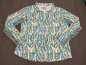 Top IBKUL Kamila Cremallera Simulada Turquesa/Lima Athleisure Manga Larga Talla XL - Imagen 1 de 6