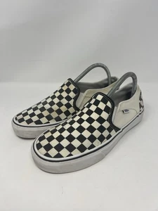 Vans Asher sneaker slip on tela nero bianco scacchiera donna 9 - Foto 1 di 11