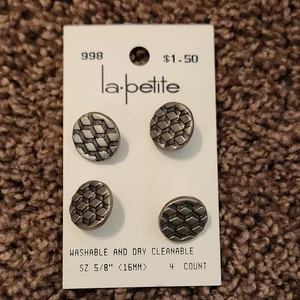 Silver/Grey Buttons Total of 4 Buttons NEW NOS - Picture 1 of 3