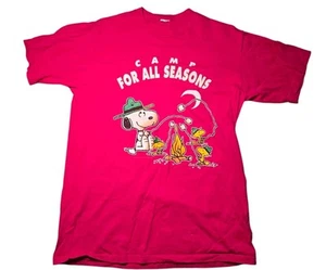 Vintage 1990s Snoopy And Woodstoco Camping Shirt - Velvasheen Tag - Picture 1 of 7