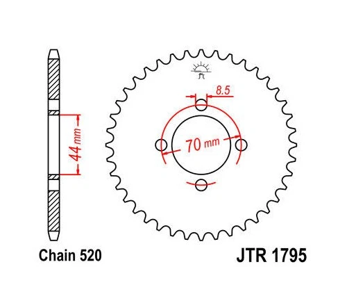 Piñón trasero de acero JT 520 22T para vehículo todo terreno Suzuki/Kawasaki LT80 QuadSport 80/KFX80 Foto 1 de 1