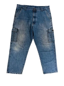 Wrangler Wide Leg Baggy Jeans Herren 36x32 (eigentlich 37x31) blau distressed Saum - Bild 1 von 13