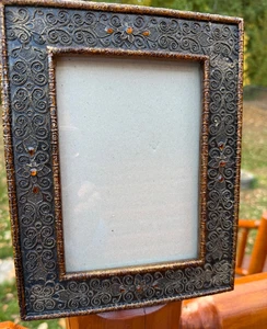 Photo Frame Ornate Black Bronze Color W/Amber Rhinestone Accent Holds 5X7 Photo - Picture 1 of 6