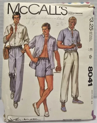 Vintage McCall's Van-Martin Mens Pattern 8041 Size 44 UK 5 - Shirt, Pants 1982  - Image 1 of 3