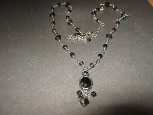 Cheryl Reis Vintage Black Bead Y Drop Pendant Chain Choker Necklace - Picture 1 of 2