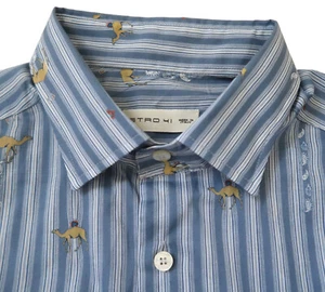 ETRO Blue stripe camel print shirt EU 41 US 16 L - Picture 1 of 7