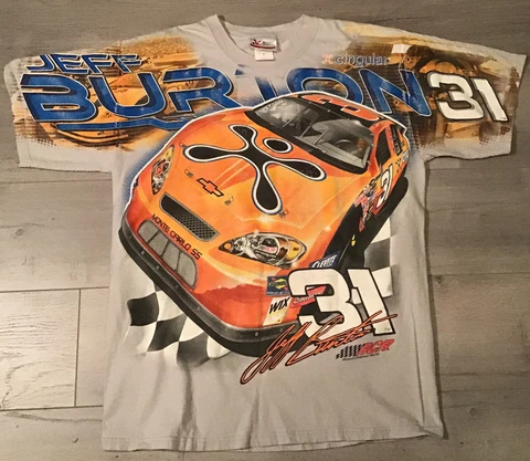 Jeff Burton Chase Authentics All Over Print T Shirt Medium #31 NASCAR Racing Tee Cover