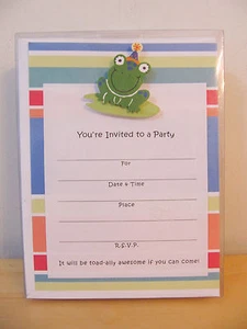NEW Hallmark Frog “Party” 8 Personalized Cards Envelopes Invitation Kit - Picture 1 of 4