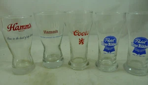 Vintage Bar Pilsner Beer Glass PBR Coors Hamm's LOT 5 Retro Man Cave Glasses - Picture 1 of 6