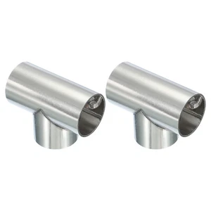 1" 3 Way Pipe Clamp Connector, 2 Pcs T Shape Chain Fence Clamps, Silver - Picture 1 of 7