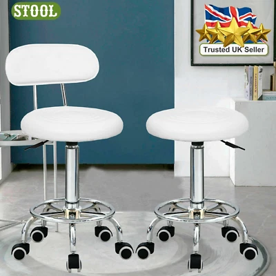 MAXSELL White Spa Salon Stool Gas Lift Backrest Barber Massage Beauty Hairdressing Chair