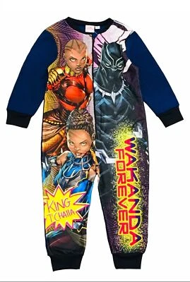 Jungen Avengers Black Panther Motiv Marvel 1Onesie Fleece Pyjama Alter 3-10 Jahre