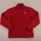 North Face Jacket Mens Medium Red Polyester Fleece 1/4 Zip Denali Waffle Knit*