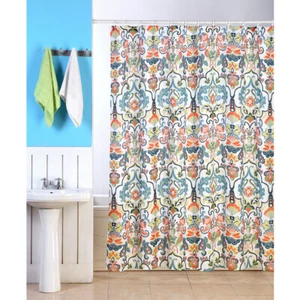 Shower Curtain Emery Fabric Bohemian Bath Decor Floral Paisley Print 70x70 - Picture 1 of 5