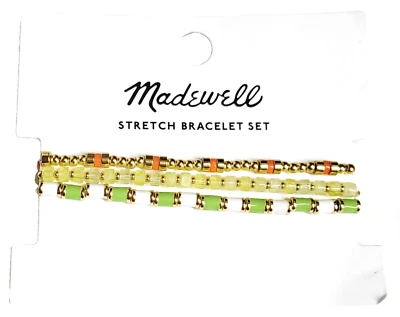 Madewell Three Pack Orange Beaded Bracelet Set Sweet Honeydew Nickel Safe NWT - Image 1 of 4