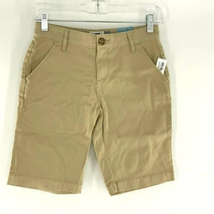 Old Navy Shorts Uniform Bermuda Adjustable Waist Stretch Khaki Jean Girl 14 - Picture 1 of 5