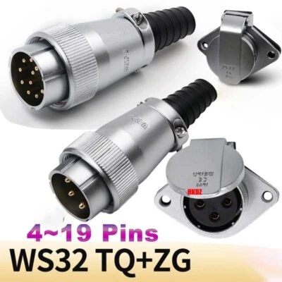 WS32 TQ+ZG Aviation Plugs Sockets Waterproof Cable Connector 4 6 8 10 11~19 Pins - Image 1 of 4