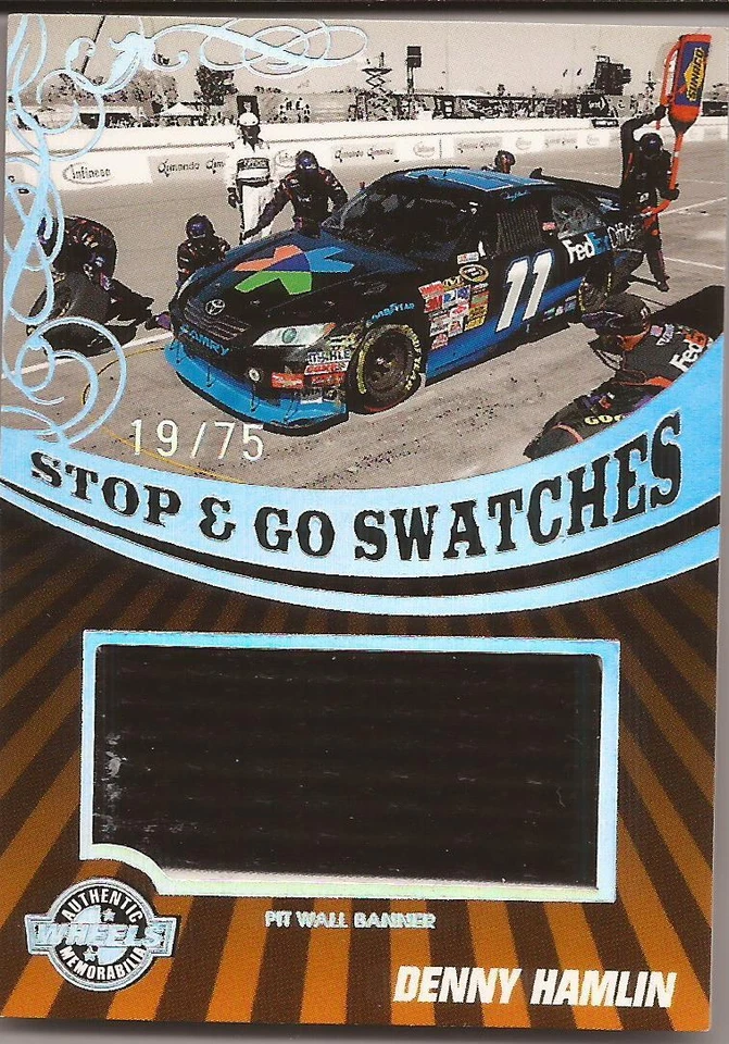 2009 Wheels Nascar Racing Denny Hamlin Race Used Swatches Pit Wall Banner SGB-DH - Image 1 of 1