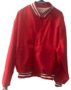 Swingster Varsity Jacket, Men's XXL, Nylon, Red and White Stripes, Vintage USA - Picture 1 of 6