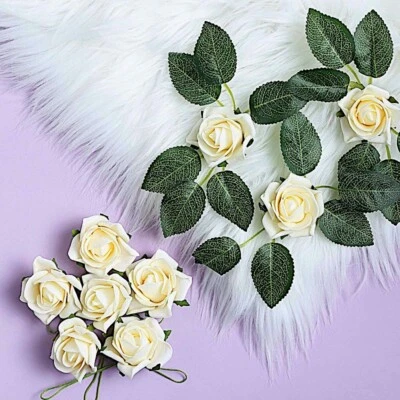 2-Inch Artificial Mini FOAM ROSES FLOWERS Stems Party Wedding DIY Decorations - Image 1 of 2