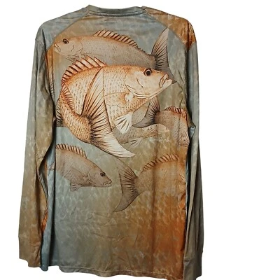 Reel Legends Medium Reel-Tec Long Sleeve Performance Shirt Fish UPF 50 #D-45 - Image 1 of 4
