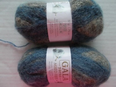 Hilo de fibra mixta Gala, tonos azul/marrón cepillado, lote de 2 Foto 1 de 2