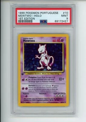 1999 Pokemon Base Set Mewtwo 10/102 Portuguese 1st Edition Holo PSA 9 Low Pop 11 - Image 1 of 2