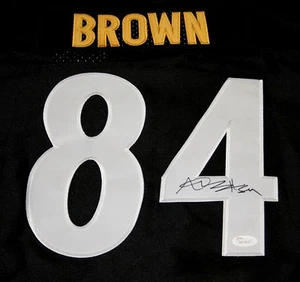 ANTONIO BROWN Signed Pittsburgh Steelers Black Jersey Autograph JSA Size 52 - Picture 1 of 12