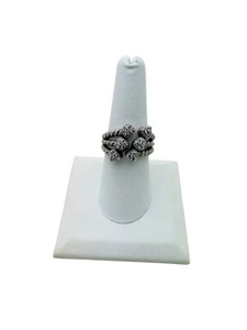 Judith Ripka Sterling Silver 6 CZ Hearts 3 Row Wrap Ring Size 8 - Picture 1 of 6