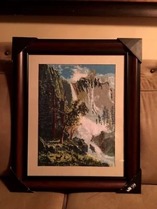  Embroidered  Picture Crewel Needle Cross Embroidered " Rocky Mountains"  - Picture 1 of 3