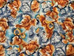 Blue and Orange Rust Leaves on Blue Fabric Timeless Treasures BTFQ OOP - Picture 1 of 2