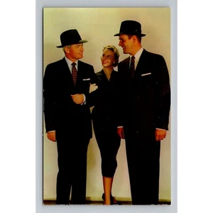 Vintage 1950s Fashion Postcard Elegant Men and Woman Suits Hats blank back MCM - Picture 1 of 2