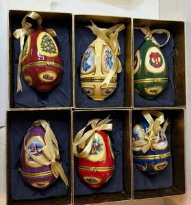 6er Set MR. CHRISTMAS 2007 Musikalisches Porzellan Ei Weihnachtsschmuck LESEN! - Bild 1 von 4