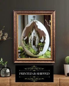 Surreal Gothic Easter Egg Cathedral Digital Art Dark Fantasy Chapel - Picture 1 of 5