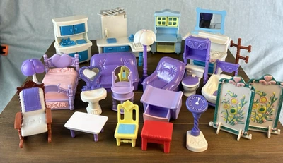 Lot 25 Mini Plastic Doll Furniture Kitchen Bedroom Bedding Accessories VTG - Image 1 of 4