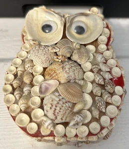 Eule Muschel Muschel bedeckt dekorative Handarbeit aufklappbare Schmuckschatulle - Bild 1 von 8