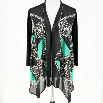 Jaqueta Chicos Travelers 1 feminina média 8 chiffon espanador frente transparente preta verde - Imagem 1 de 4