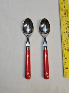 MARDI GRAS Washington Forge WF Cherry Red Flatware 2 piece Set Korea Vtg 6.75" - Picture 1 of 4
