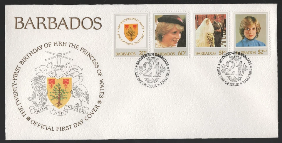 1982 Barbados Lady Diana 21st Birthday FDC. Bridgetown First day cover - Image 1 of 1