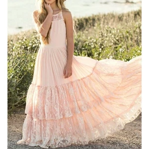 Joyfolie Mia Joy Catrin Dress In Shell Maxi with Full Tiered Skirt Girls Size 12 - Picture 1 of 13