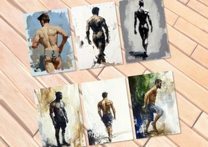 Nude Masculine Figures Study Prints on Matte Paper | Male Nude Painting Prints - Picture 1 of 14