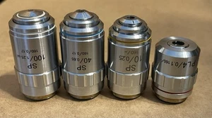 Qty.4 SP 100 SP40 SP10 SP4 Microscope Objectives Fits Olympus BH Series - Picture 1 of 7