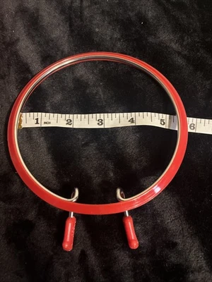 5” Metal Spring Tension Plastic Embroidery Hoop, Red Vintage West Germany - Image 1 of 4