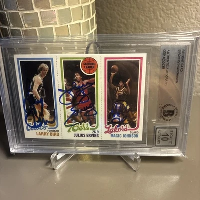 1980-81 Topps Magic Johnson, Larry Bird, Julius Erving #139-174-34 (RC) Beckett  - Image 1 of 4