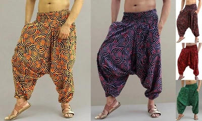 Men Women Cotton Harem Pants Yoga Travel Casual Hippie Boho Trousers Set of 5 - Image 1 of 4