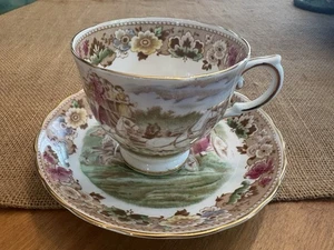 Vintage ROYAL TUSCAN FOOTED CUP & SAUCER SET Coaching Days #C9445 - Picture 1 of 8
