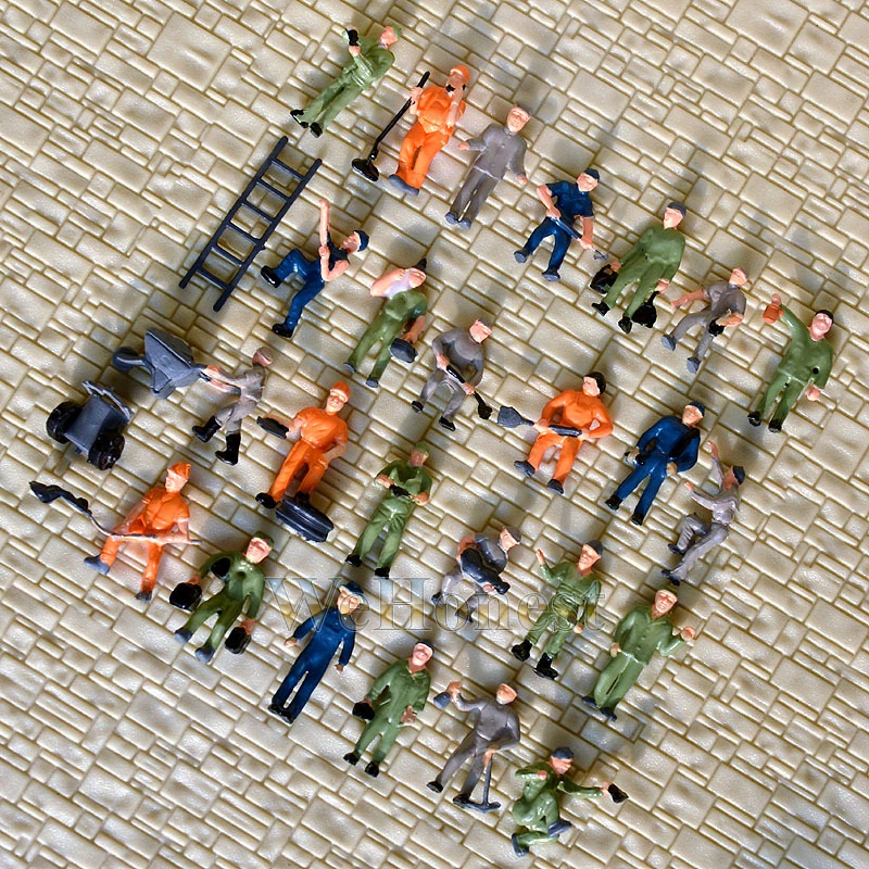 50 pcs HO scale Railway Workers / working Figures ( 25 poses)  Painted staff - Image 1 of 1