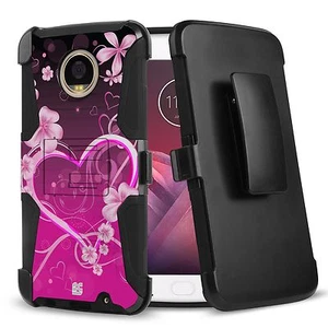 Estuche 3D Corazones Para Moto Z3 / Z3 Play Híbrido Armadura Clip Cinturón Amortiguador Fusión - Imagen 1 de 3