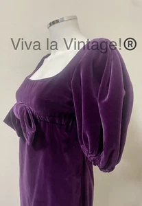 60s 70s Vintage Saks 5th Ave Velvet Mini Dress Eggplant Purple Mod GoGo Designer - Picture 1 of 5