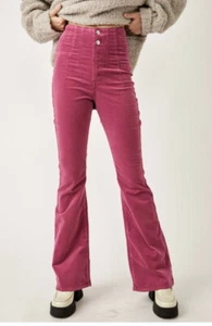 Pantalones de pana para mujer Free People Jayde de gran altura rosas talla 30 nuevos con etiquetas - Imagen 1 de 10